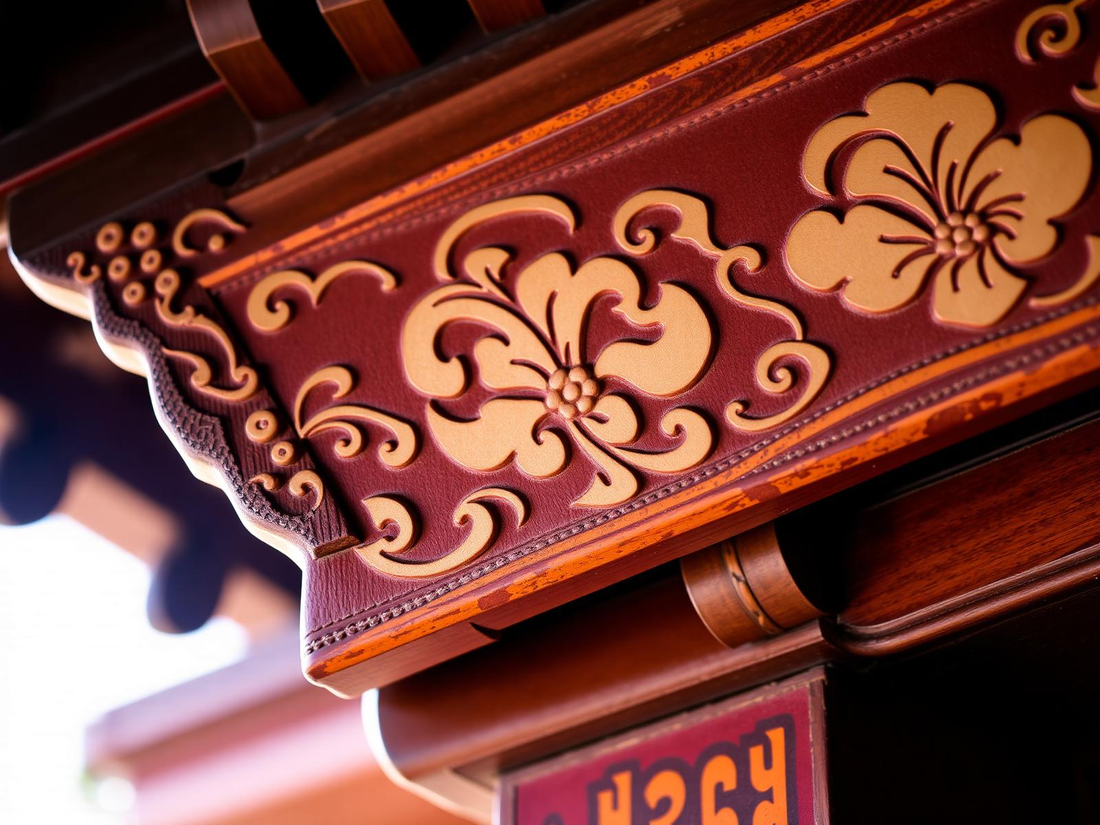 Hand-carved and painted Bhutanese timber